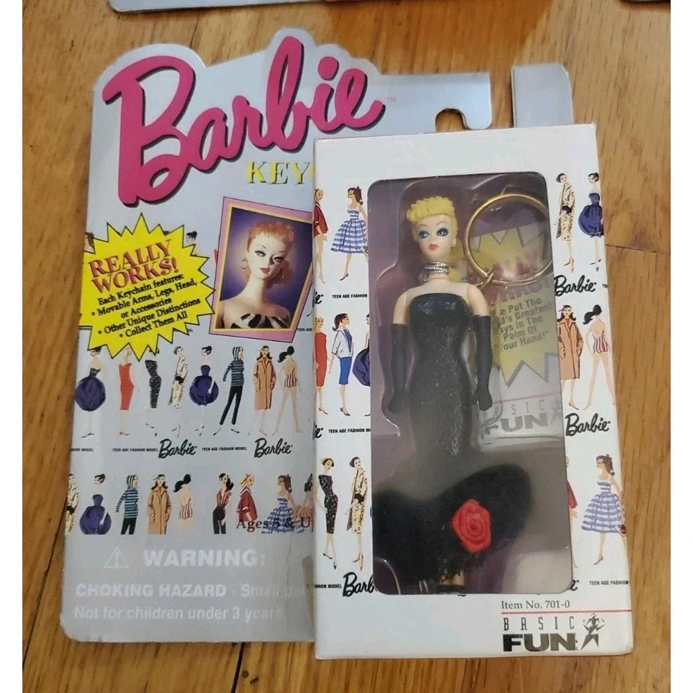Vintage 1995 Barbie Keychain Lot 4 Basic Fun Poodle Picnic Spotlight Ballerina